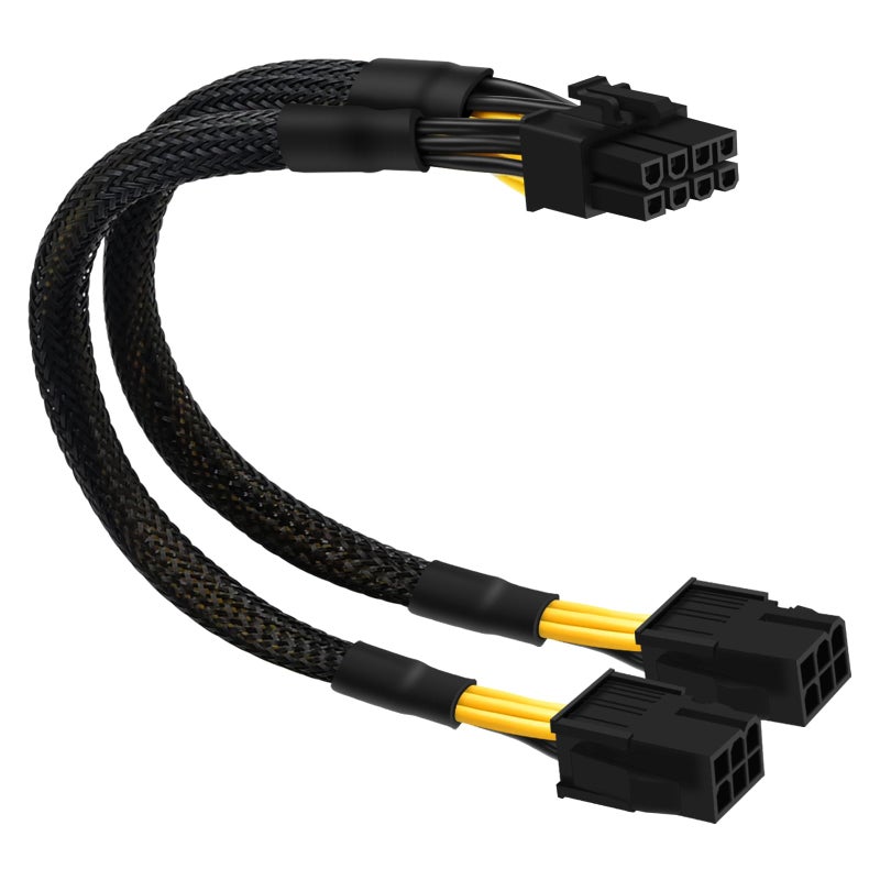 COMeap 6 Pin to 8 Pin GPU Adapter, Dual 6 Pin Female to 8 Pin Male GPU Power Sleeved Cable 9.5-inch(24cm) - Image 1